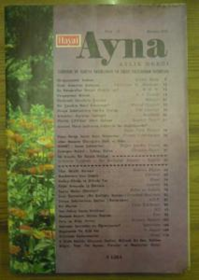 HAYAT AYNA AYLIK DERGİ SAYI : 12 KASIM 1972 