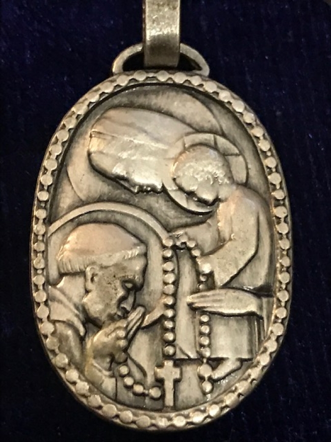 MEDAL CENTRE PELERİNAGE  DU ROZAIRE A NOTRE DAME  DE LOURDEZ DİNİ KUTSAL MADALYA MEYREM İSA KUTSAL TESBİH  GÜMÜŞ MADALYA