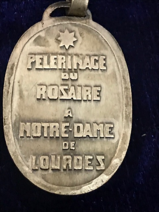 MEDAL CENTRE PELERİNAGE  DU ROZAIRE A NOTRE DAME  DE LOURDEZ DİNİ KUTSAL MADALYA MEYREM İSA KUTSAL TESBİH  GÜMÜŞ MADALYA