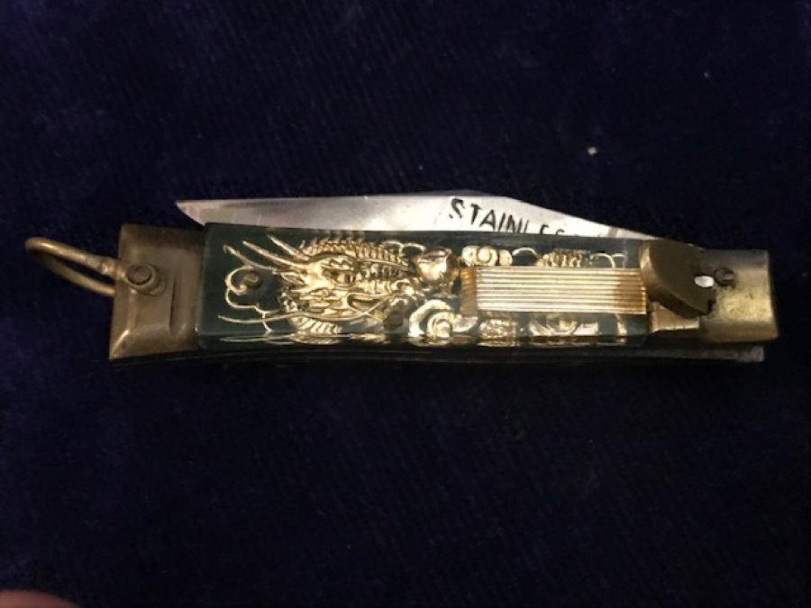 İRAN ZENCEN DIŞI POLİ BASKILI DIŞ KAB YARIM SUSTALI YAN ÇIKMA ÇAKI STAINLESS  