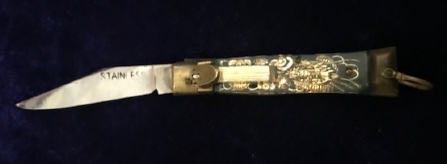 İRAN ZENCEN DIŞI POLİ BASKILI DIŞ KAB YARIM SUSTALI YAN ÇIKMA ÇAKI STAINLESS  