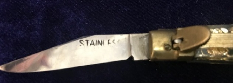 İRAN ZENCEN DIŞI POLİ BASKILI DIŞ KAB YARIM SUSTALI YAN ÇIKMA ÇAKI STAINLESS  