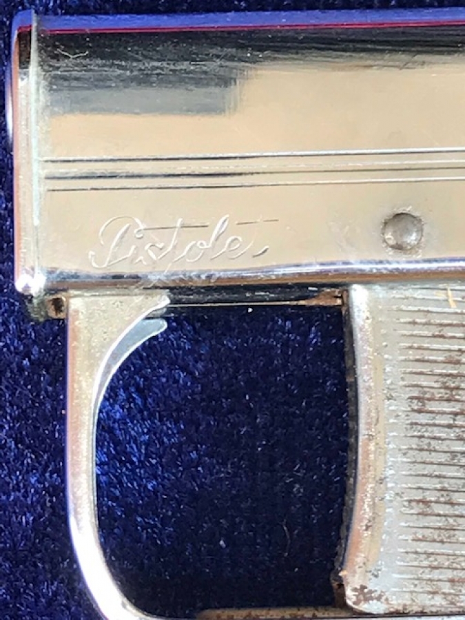 ECON AGARAS PİSTOLET TABANCA KROM BENZİNLİ TAŞLI CAKMAK