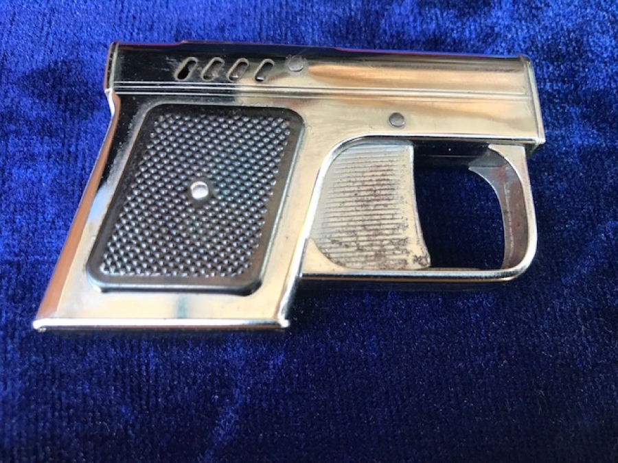 ECON AGARAS PİSTOLET TABANCA KROM BENZİNLİ TAŞLI CAKMAK