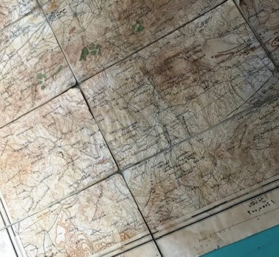 OSMANLI BEZ ÜZERİNE YAPIŞTIRILMIŞ KAGIT HARİTA