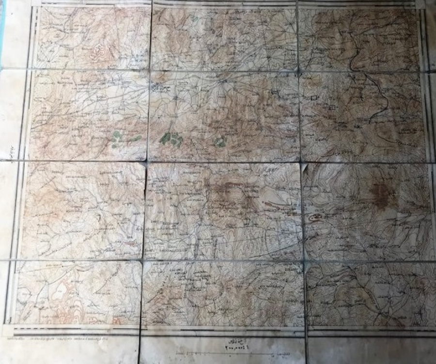 OSMANLI BEZ ÜZERİNE YAPIŞTIRILMIŞ KAGIT HARİTA