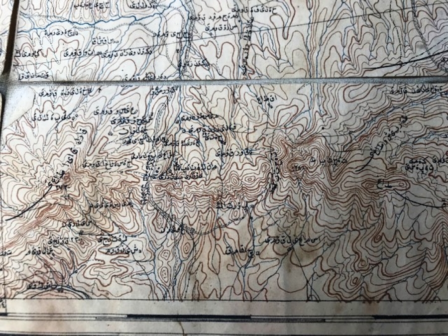 OSMANLI BEZ ÜZERİNE YAPIŞTIRILMIŞ KAGIT HARİTA
