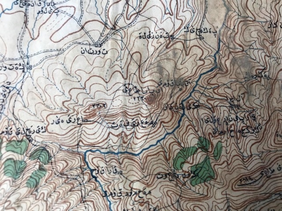 OSMANLI BEZ ÜZERİNE YAPIŞTIRILMIŞ KAGIT HARİTA