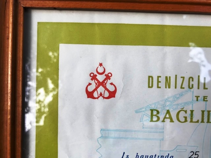 DENİZCİLİK BANKASI AHŞAP CERCEVESİNDE BAGLILIK DİPLOMA 1983