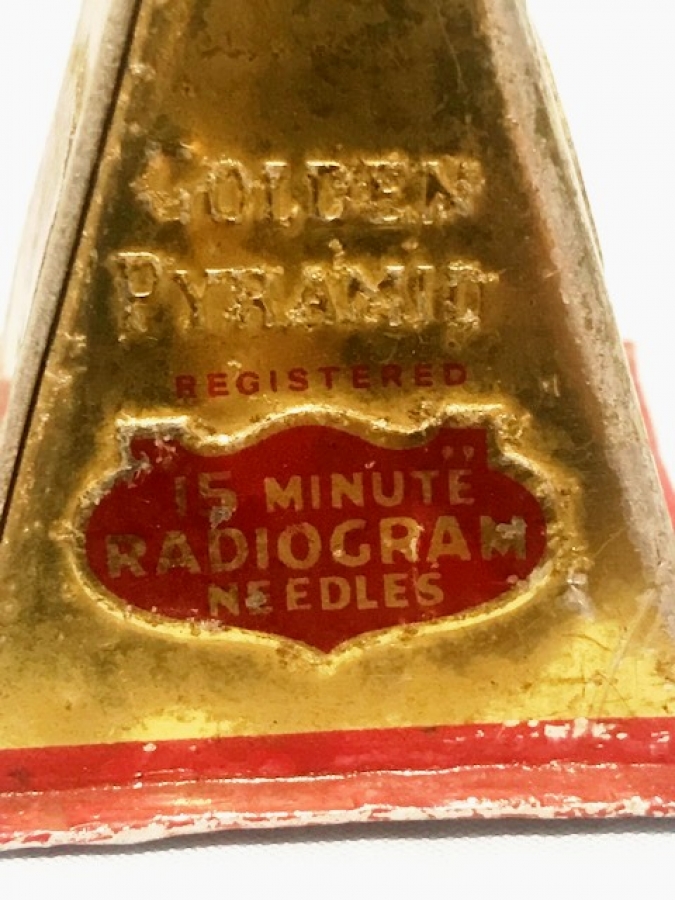 İNGLİZ GRAMAFON İGNESİ ALTIN PİRAMİT TENEKE KUTU NADİR 100 LUK İÇİ DOLU