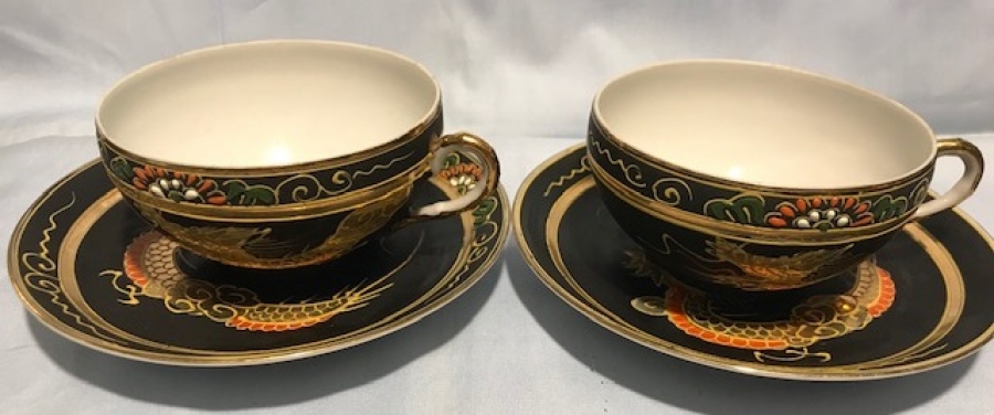 JAPON SANATI TAMAMI EL İŞİ MİNELİ CİFT TABAKLI  FİNCAN NAKAMISA