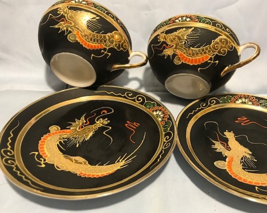 JAPON SANATI TAMAMI EL İŞİ MİNELİ CİFT TABAKLI  FİNCAN NAKAMISA