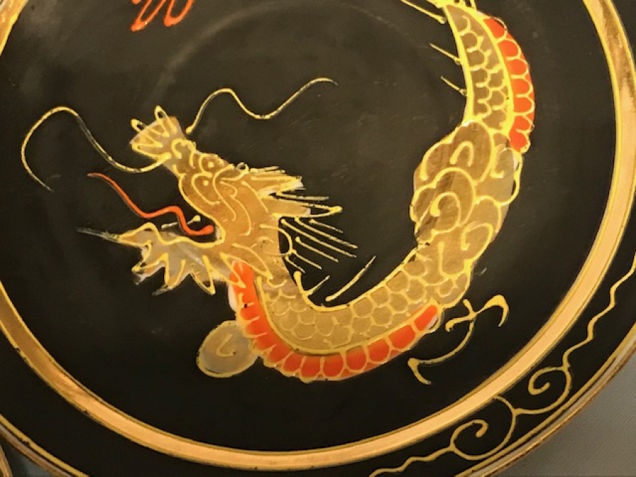 JAPON SANATI TAMAMI EL İŞİ MİNELİ CİFT TABAKLI  FİNCAN NAKAMISA