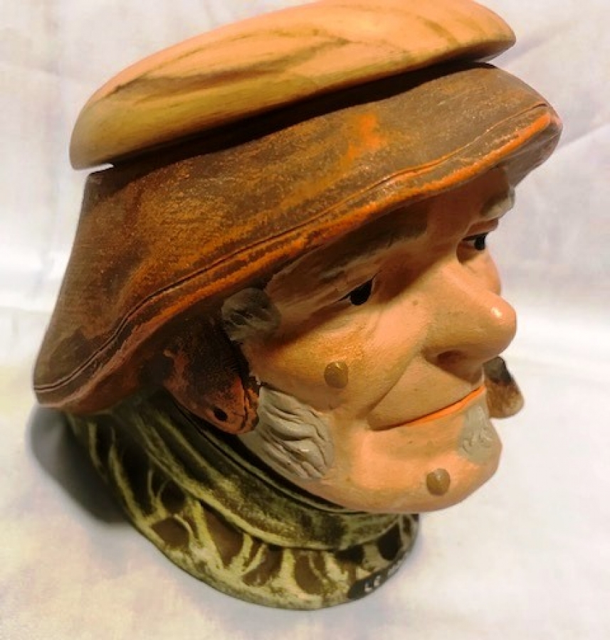 FRANSIZ 1950 KAPİTOMENTO EL BOYAMA TÜTÜN SAKLAMA KABI AHŞAP KAPAKLI  LE MOULLEAU 