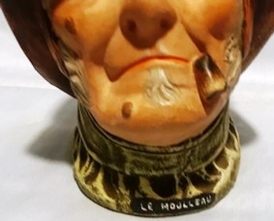 FRANSIZ 1950 KAPİTOMENTO EL BOYAMA TÜTÜN SAKLAMA KABI AHŞAP KAPAKLI  LE MOULLEAU 