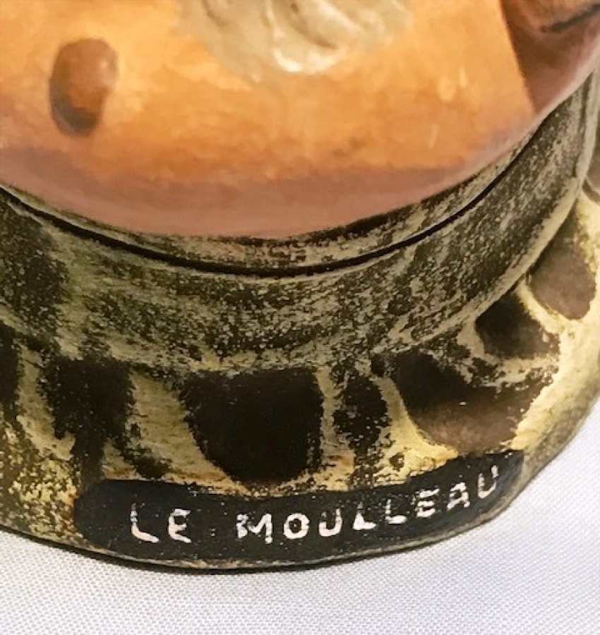 FRANSIZ 1950 KAPİTOMENTO EL BOYAMA TÜTÜN SAKLAMA KABI AHŞAP KAPAKLI  LE MOULLEAU 