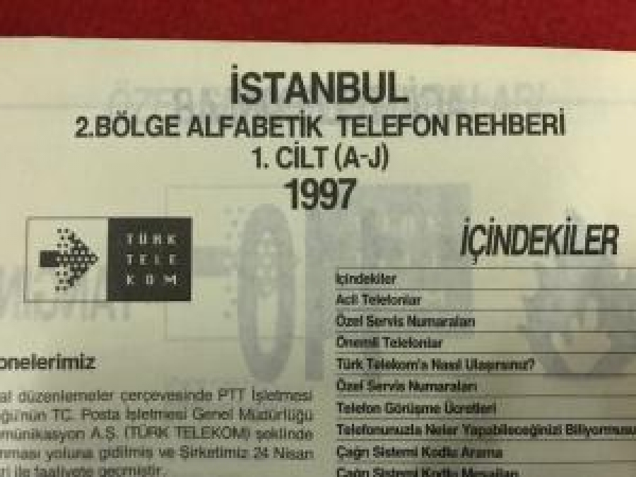 TÜRK TELEKOM ALFABETİK TELEFON REHBERİ İSTANBUL -1 VE 2 CİLTLER 1997 