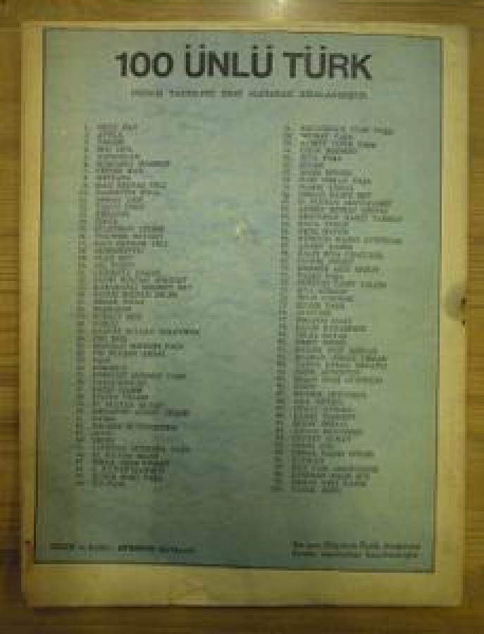 100 ÜNLÜ TÜRK BÜYÜGÜNÜN RESİMLERİ TİFDURUK BASKI 