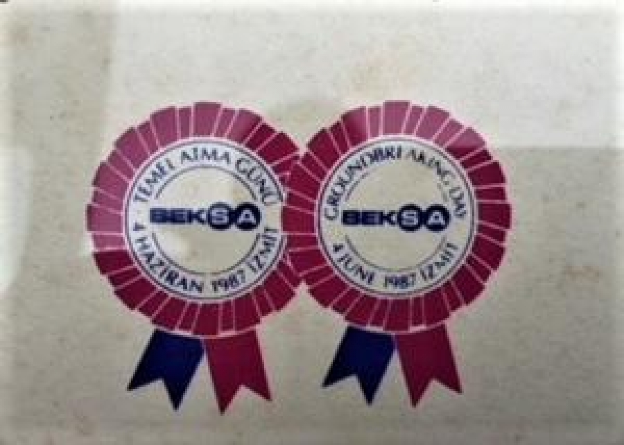 BEKSA TEMEL ATMA TÖRENİNİN BELGESİ 15 ISLAK İMZALI ACILIŞ ANISINA DÜZENLENEN BELGE SAYIN SAKIP SABANCI HAZİRAN 1987 İZMİT 