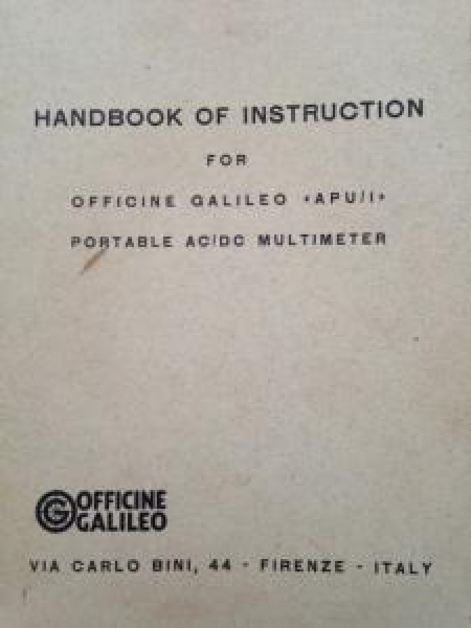 OFFİCİNE GALİLEO APU /1 ELEKTRONİK BAKALİT SAC KASA MULTİMETRE ÖLCÜ ALETİ 1950 