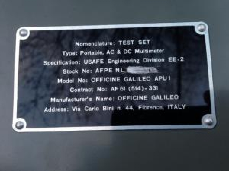 OFFİCİNE GALİLEO APU /1 ELEKTRONİK BAKALİT SAC KASA MULTİMETRE ÖLCÜ ALETİ 1950 