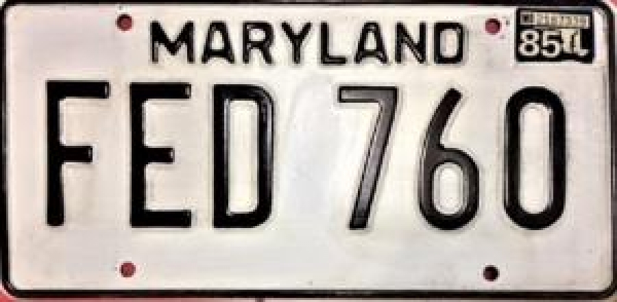 MARYLAND FED 760 AMERİKAN OTO PLAKA TENEKE ORJİNAL 