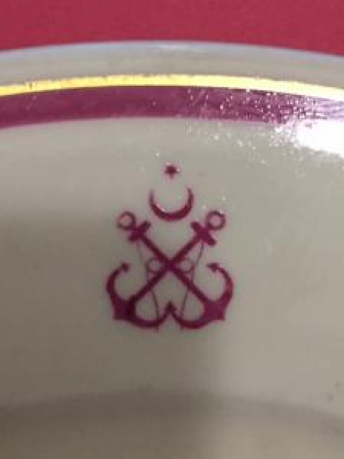 1950 TC DENİZCİLİK İŞMETLERİ CIPA ARMALI LOGOLU  PORSELEN SERVİS YEMEK TABAK BAVAİRA 