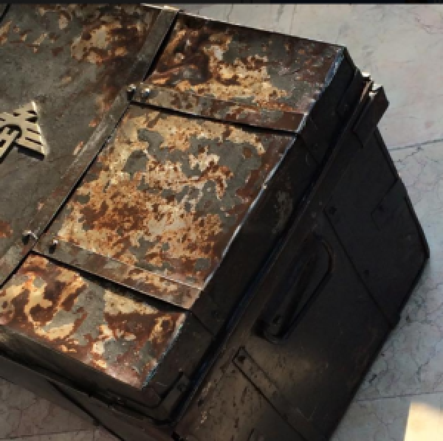 1941 NAZİ ADOLF HİTLER CEPHANE MUHİMMAT SANDIK METAL ÜZERİ NAZİ  ARMALI TAŞIMA KULP VE KİLİT APARATLI ORJİNAL 