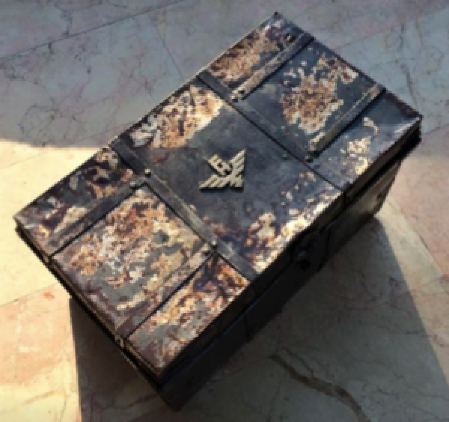 1941 NAZİ ADOLF HİTLER CEPHANE MUHİMMAT SANDIK METAL ÜZERİ NAZİ  ARMALI TAŞIMA KULP VE KİLİT APARATLI ORJİNAL 