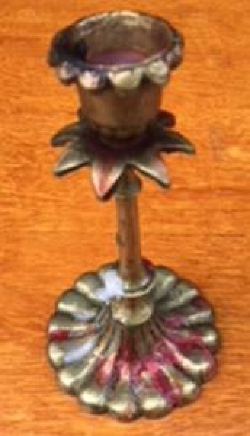 BRONZ TEKLİ AYAKLI ŞAMDAN MUMLUK