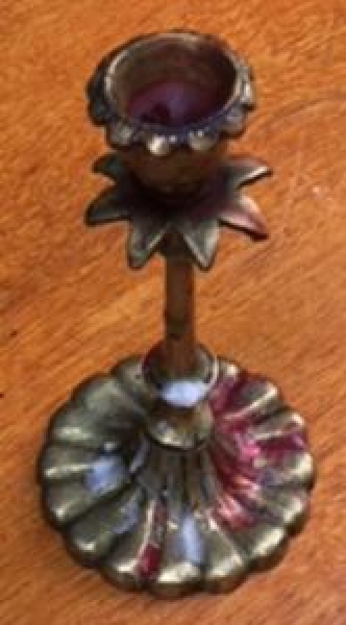 BRONZ TEKLİ AYAKLI ŞAMDAN MUMLUK