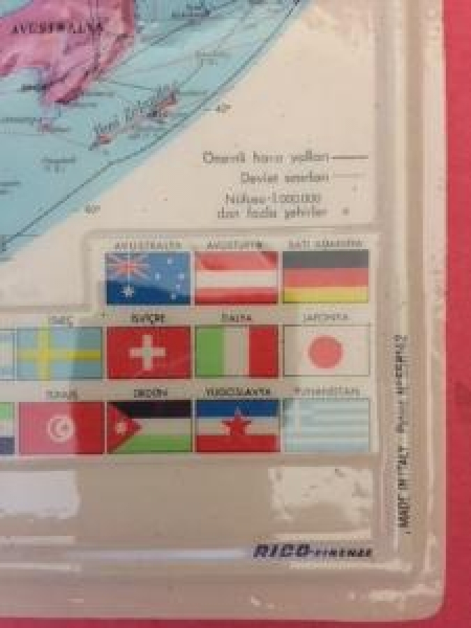 DÜNYA HARİTASI KABARTMA RENKLİ PLASTİK 30 X 21 ÖLÇÜLERDEDİR 