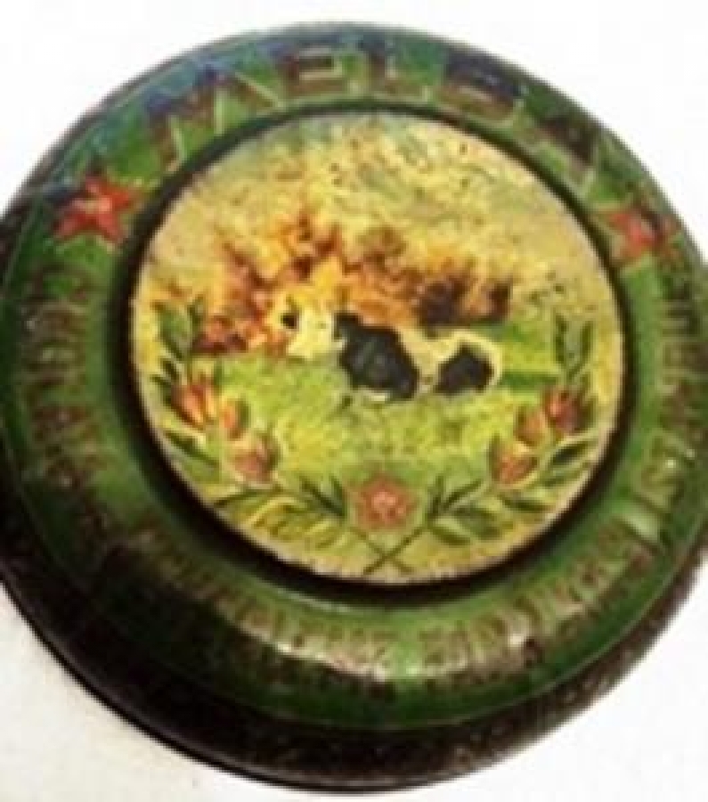 MELBA FRANSIZCA VE TÜRKÇE YAZILI TENEKE ÇİKOLATA KUTUSU 