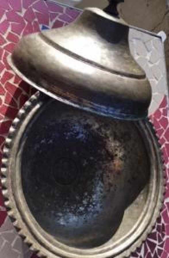 OSMANLI BAKIR EL DÖGME KAPAKLI AYAKLI SAHAN