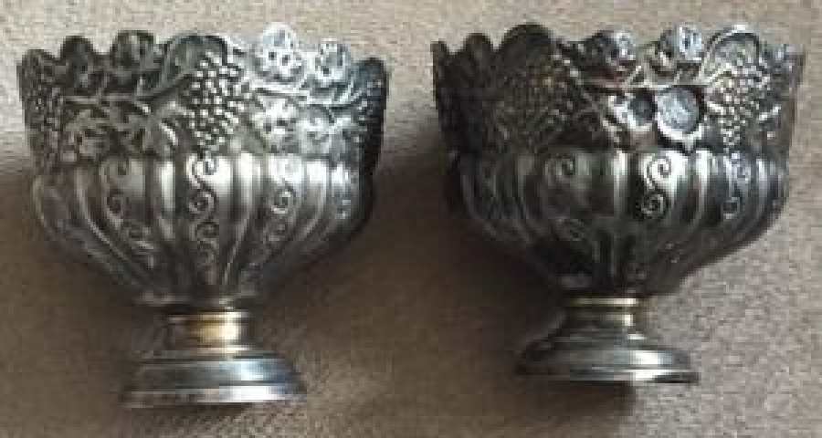 OSMANLI TURALI DAMGALI GÜMÜŞ FİNCAN ZARFI 2 ADET USTA İŞİ 