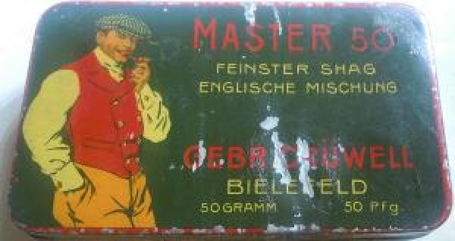 TENEKE KAPAKLI TÜTÜN KUTU MASTER 50 FEINSTER SHAG ENGLISCHE MISCHUNG 