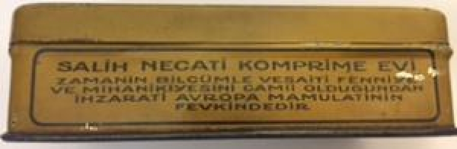 BOŞ KAPAKLI TENEKE KUTU SALİH NECATİ KOMPRİME EVİ ÜSKÜDAR İSTANBUL 1920 