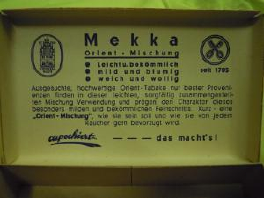 MEKKA CAPOCHİERT.. PİPO TÜTÜNÜ MİLDER TEİNSCHNİTT ORİENT MİSCHUNG CRÜWELL - TABAK SETİ 1705 