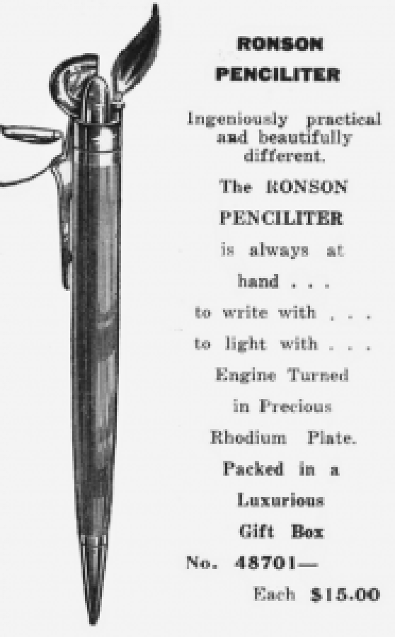RONSON PENCİLİTER BENZİNLİ MEKANİK KALEM ÇAKMAK 1950 YILLAR KURŞUN KALEM 