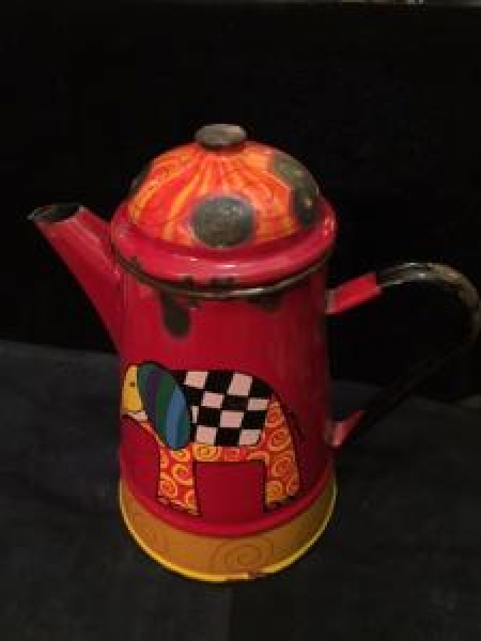 ÜZERİ MOTİFLİ EMAYE UZUN TİP KAPAKLI ÇAYDANLIK 