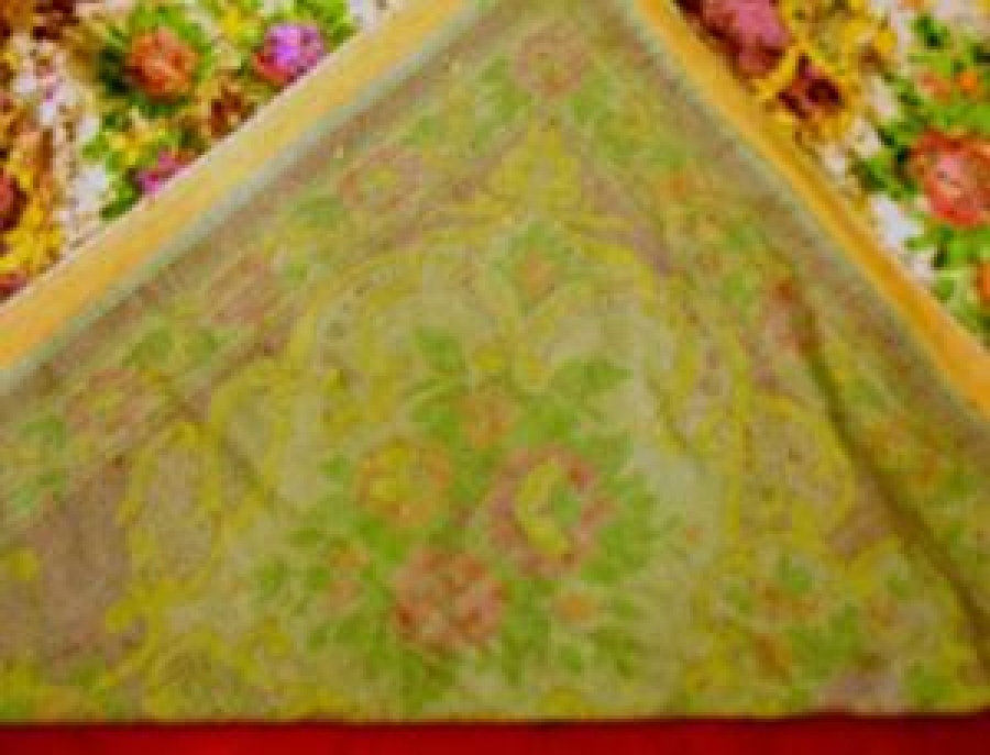 FLOŞ İPEKSİ DOKUMA CANLI RENK YATAK ORTUSU 1960 LI YILLAR 