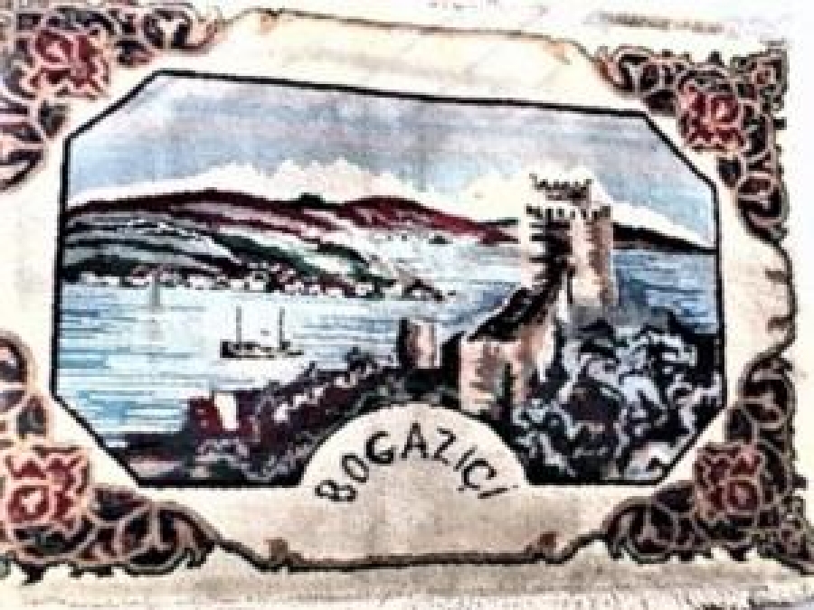 COK NADİR BULUNMAZ İSTANBUL BOGAZİÇİ RUMELİ HİSAR GÖRSELLİ 1950 Lİ YILLAR ISPATA EL DOKUMA YÜN HALI 