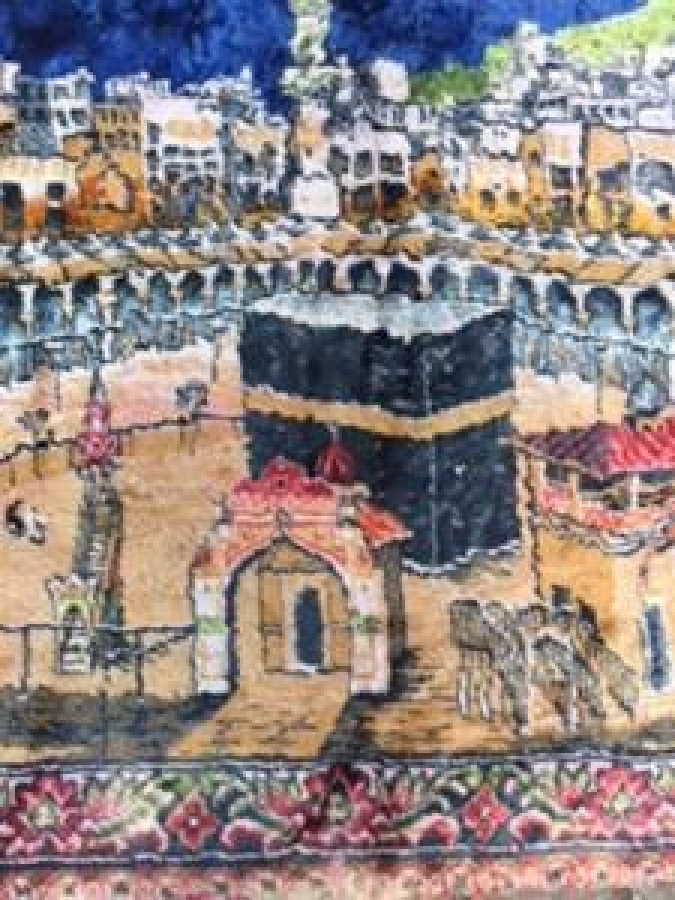 MEKKE FİGÜRLÜ DUVAR HALI UFAK BOY FLOŞ DOKUMA 1960 