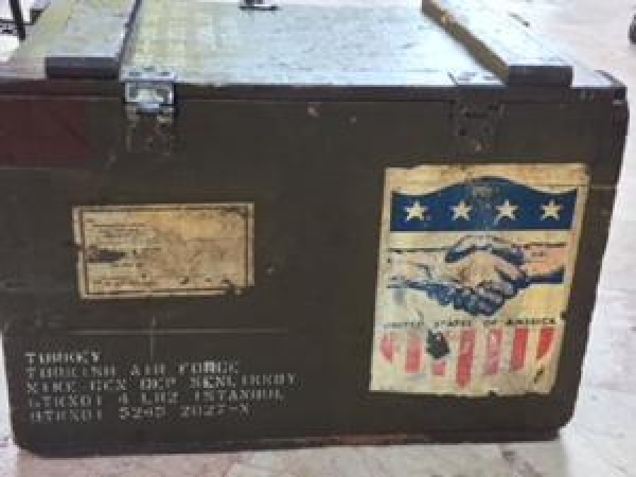 1947 AMERİKAN MARSHAL YARDIM SANDIGI EL YAPIMI ORTA BOY SANDIK UNITED STATES OF AMERİCA 