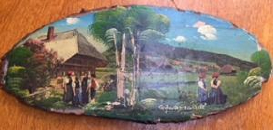 AHŞAP ÜZERİNE YAPIŞTIRILMIŞ  KAĞIT ÜZERİNE ÇALIŞMA İMZALI 