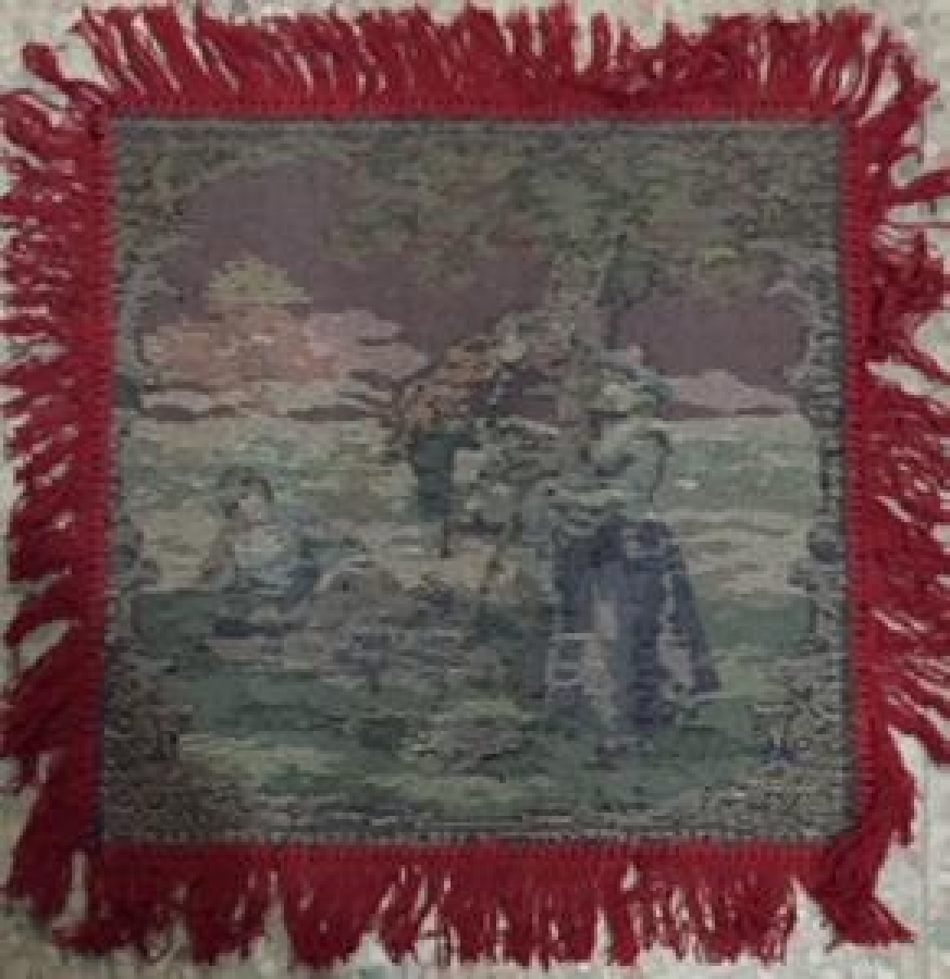  İRAN FLOŞ  DOKUMA SAÇAKLI KARE  FORMDA MİNDER   YASTIK KILIFI 50 X 50   ÖLÇÜLERDE SANDIK ÇIKMASI CANLI  RENKLER ZEYTİN TOPLAYANLAR   