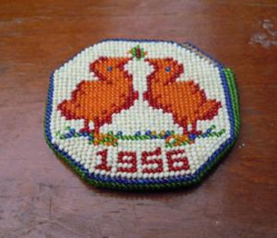 1956 BABASINDAN HAS.DEMİ-REL-HATIRA 1956 HAPİSHANE BONCUK İŞİ ÇANTA 