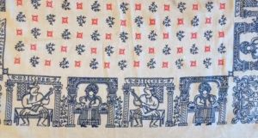 BASMA ÜZERİNE AHŞAP BASKI EŞARP