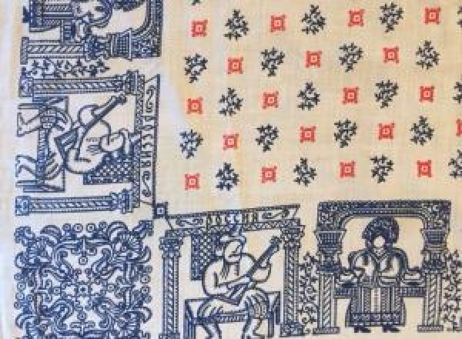 BASMA ÜZERİNE AHŞAP BASKI EŞARP