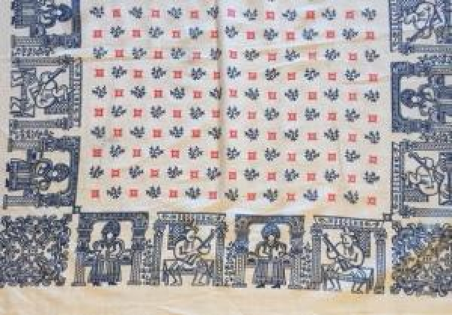 BASMA ÜZERİNE AHŞAP BASKI EŞARP